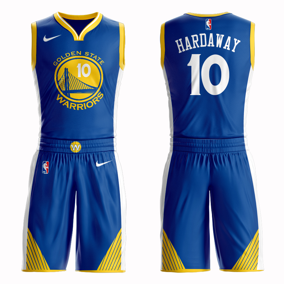 Men 2019 NBA Nike Golden State Warriors 10 Hardaway blue Customized jersey